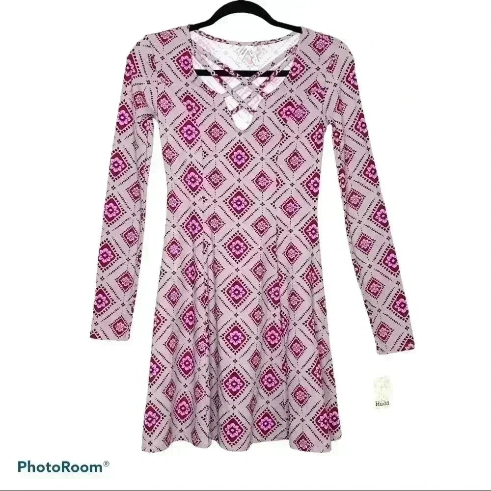 Mudd Crossed Neck Long Sleeved Dress